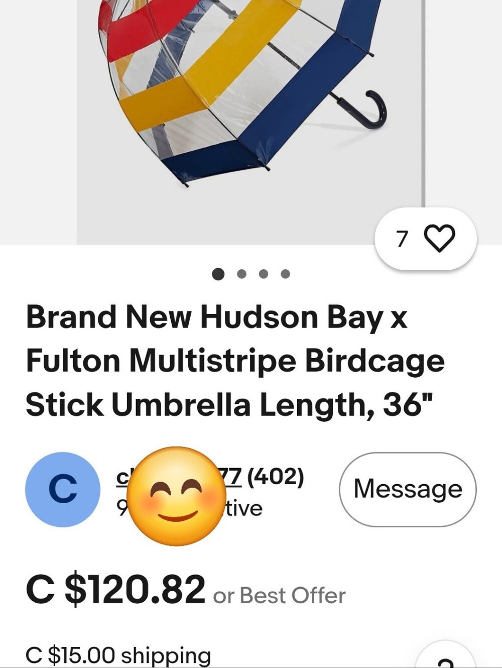 BRAND NEW WITH TAGS ICONIC HBC STRIPS Colorful Striped Dome Umbrella